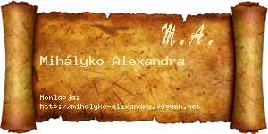 Mihályko Alexandra névjegykártya